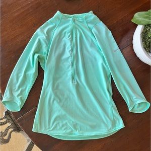 Nike Dri Fit Half-Zip Teal 3/4 Sleeve PullOver Medium